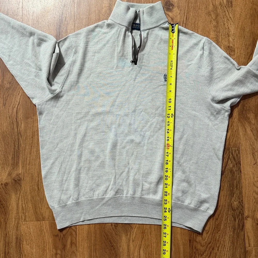 Polo Golf Ralph Lauren Merino Wool Beige Mock collard 1/4 Zip PullOver‎ Men XL